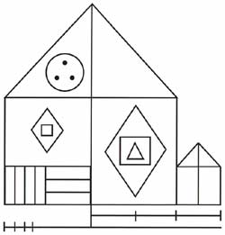 PAS Zeichnung: geometrische Formen, die ein Haus bilden